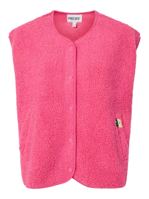 Mouwloze teddy vest - KATTY - roze Mouwloze teddy vest - KATTY - roze