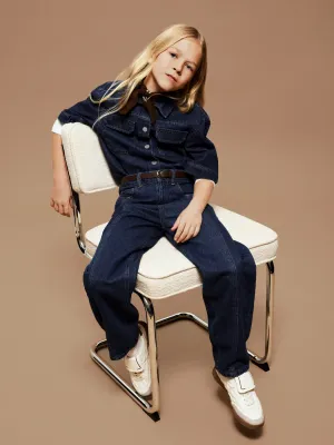 KIDS oversized top - LEA - dark blue denim