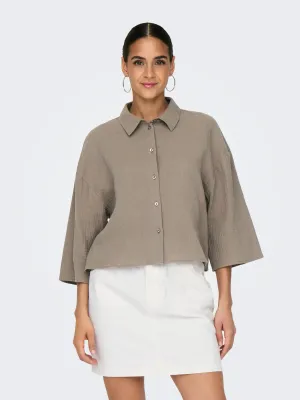 Kortere tetra blouse - THEIS - beige