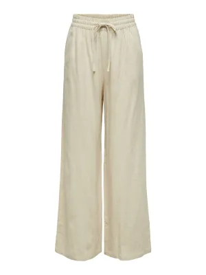 Wijde linnen broek - SAY - gebroken wit