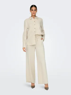 Wijde linnen broek - SAY - gebroken wit