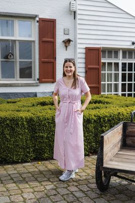 Maxi hemd jurk - MIO - roze/bordeaux