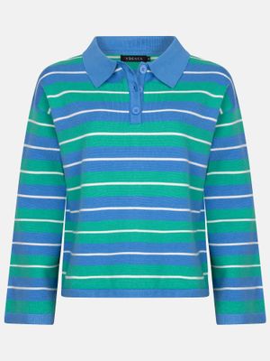 Gebreide polo top - BALOU - blauw/groen Gebreide polo top - BALOU - blauw/groen