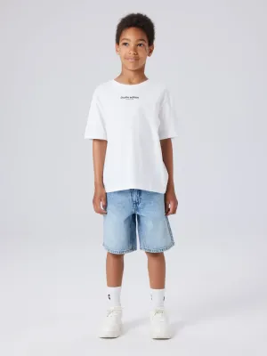 KIDS jeansshort - RYAN - bleached light blue denim