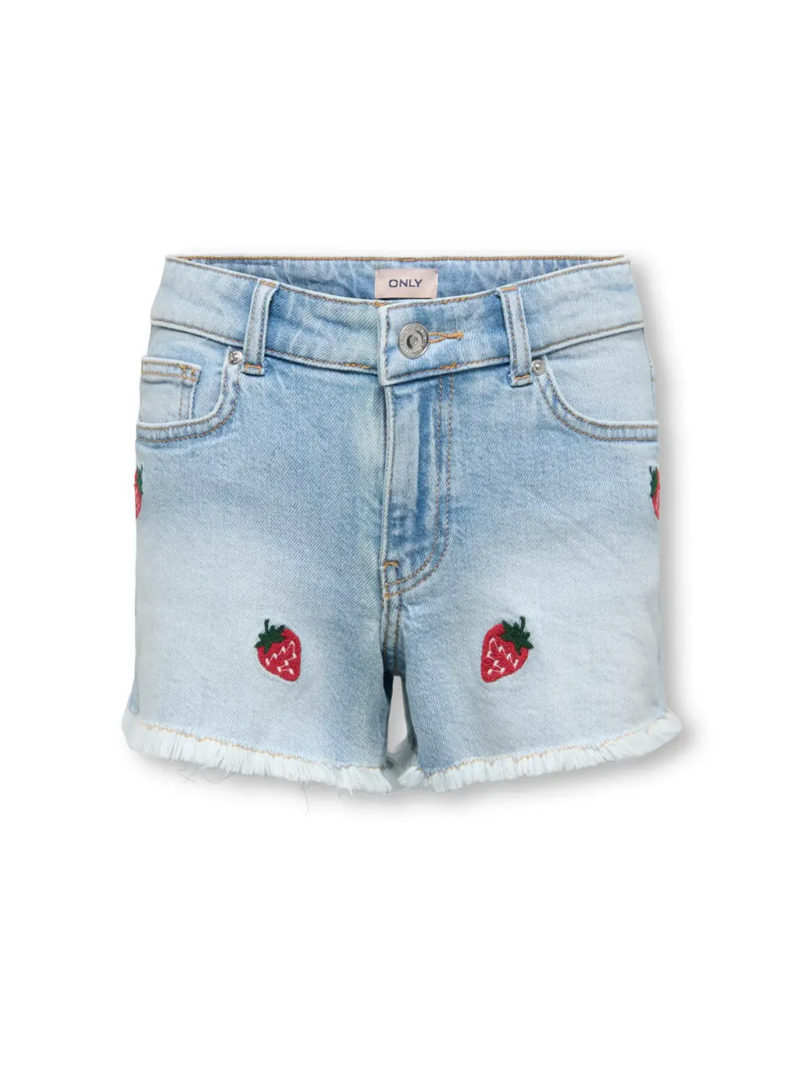 KIDS jeansshort met aardbei - ROBYN - light blue denim KIDS jeansshort met aardbei - ROBYN - light blue denim