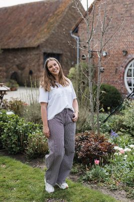 Barrel jeans - BILLO -  bruin gestreept
