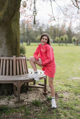 KIDS sweatshort - LINE - koraal