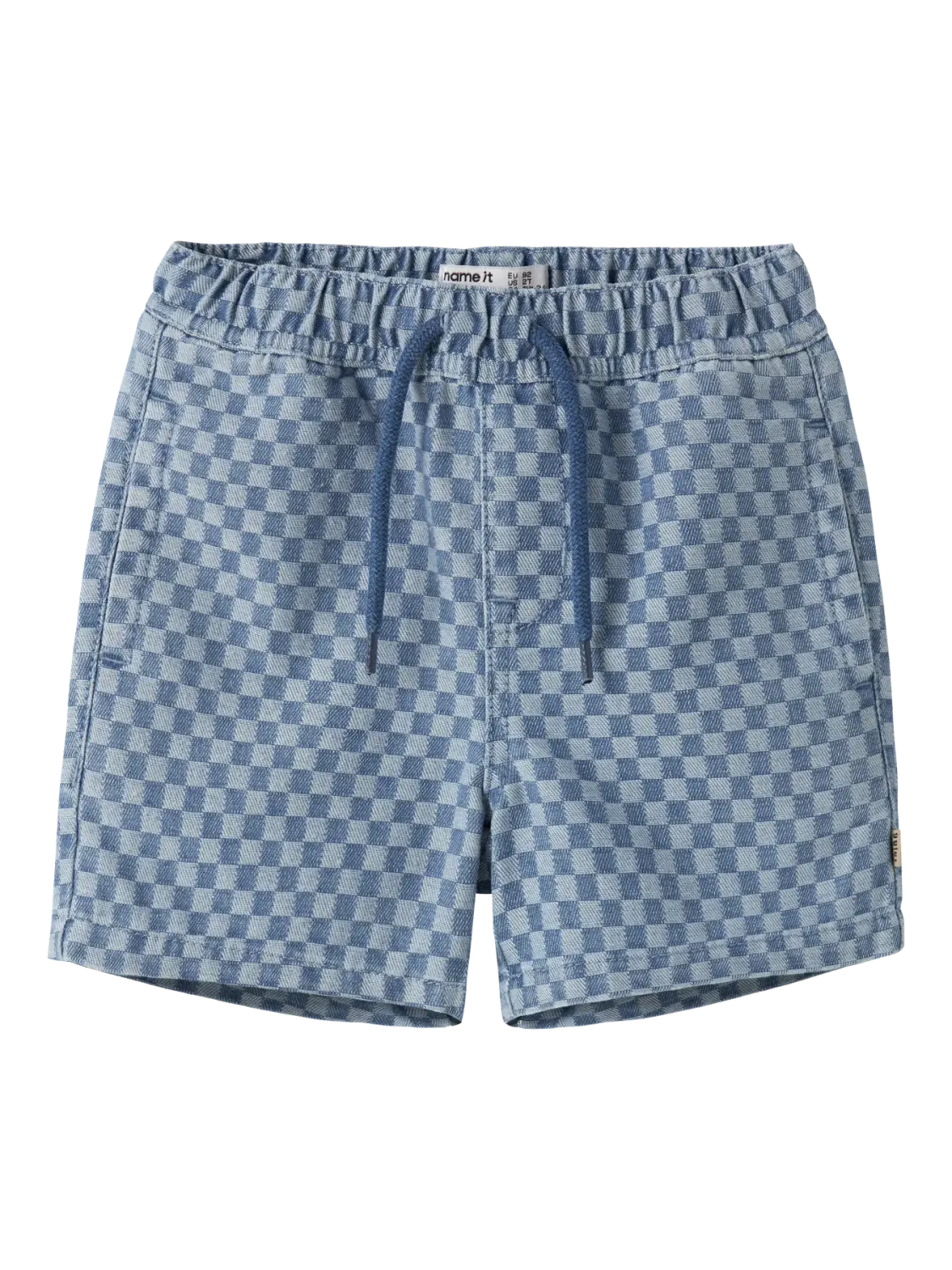 KIDS jeansshort / ruitjes - BEN - medium blue denim
