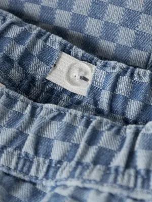 KIDS jeansshort / ruitjes - BEN - medium blue denim