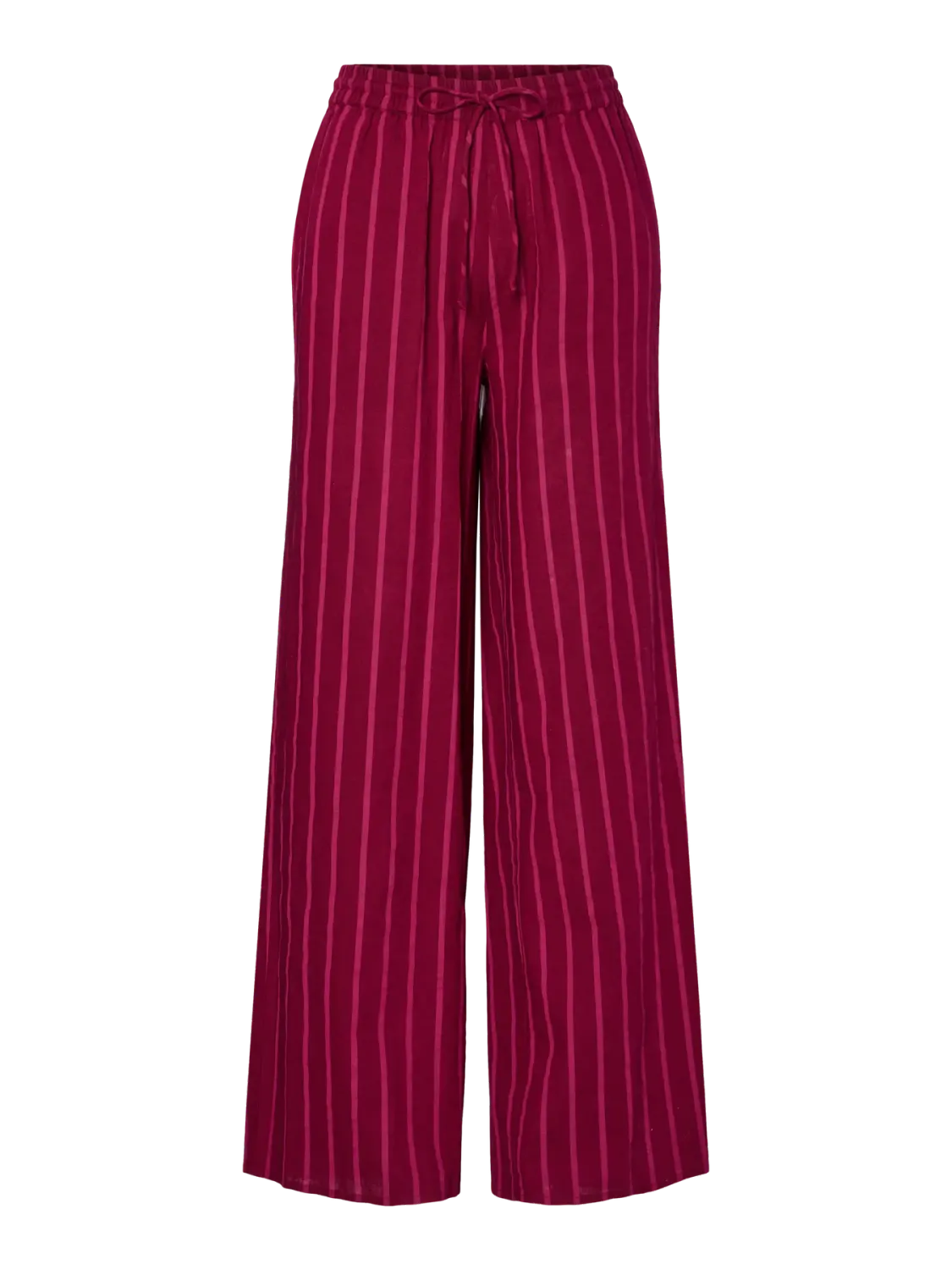 Wijde broek - BOVIE - raspberry streepjes Wijde broek - BOVIE - raspberry streepjes
