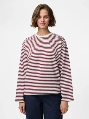 Shirt met lange mouw - SADIE - bordeaux streepjes
