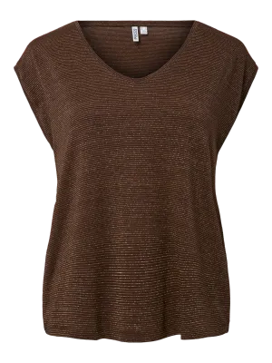 T-shirt - BILLO - bruin/lurex goud T-shirt - BILLO - bruin/lurex goud