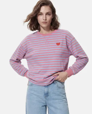 Sweater - FLORA - blauw en roze