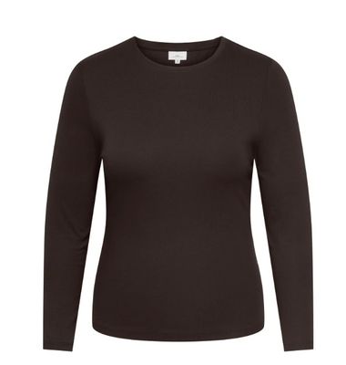 + Basic top lange mouw - RILEY - black coffee + Basic top lange mouw - RILEY - black coffee
