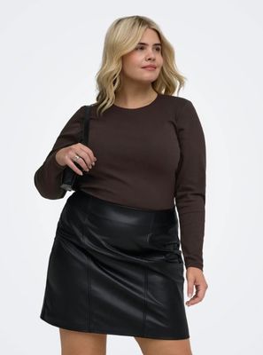 + Basic top lange mouw - RILEY - black coffee