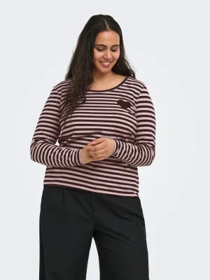 + Basic top streepjes - BODIL - coffee bean