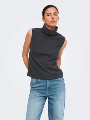 Mouwloze knit top - HERO - grijs