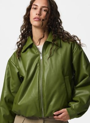 Faux leather bomber - LARA - groen
