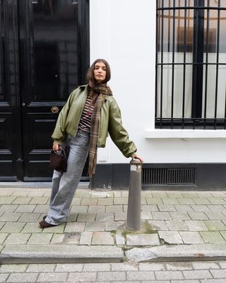 Faux leather bomber - LARA - groen