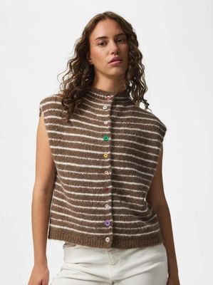 Cardigan / vest mouwloos - ASIRA - bruin