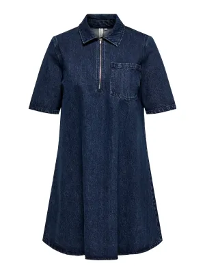 + Knie jurk - AMY - dark blue denim + Knie jurk - AMY - dark blue denim