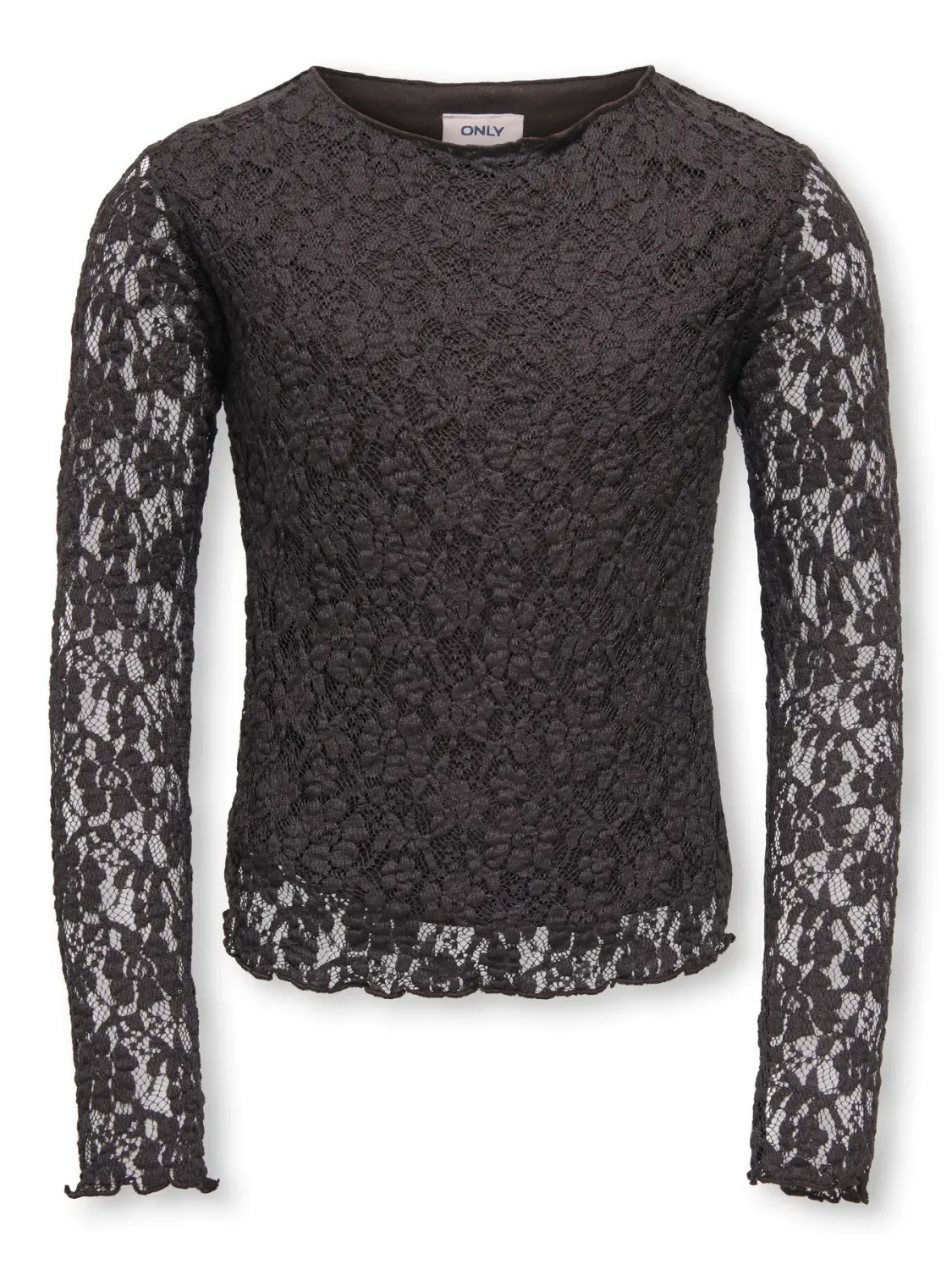KIDS shirt / top met kant - LEIKA - bruin KIDS shirt / top met kant - LEIKA - bruin