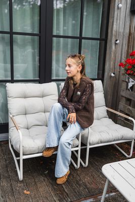 KIDS shirt / top met kant - LEIKA - bruin