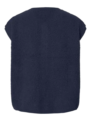 Mouwloze teddy vest - KATTY - donkerblauw