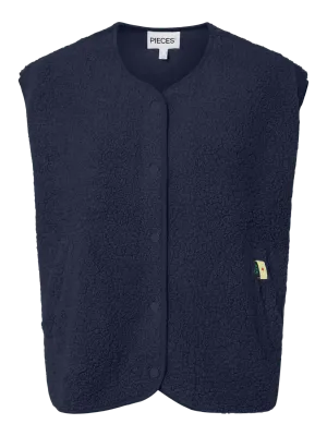 Mouwloze teddy vest - KATTY - donkerblauw
