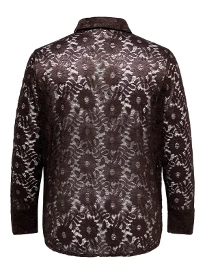 + Hemd / blouse - ZION - bruin kant