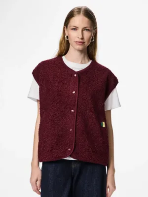 Mouwloze teddy vest - KATTY - bordeaux