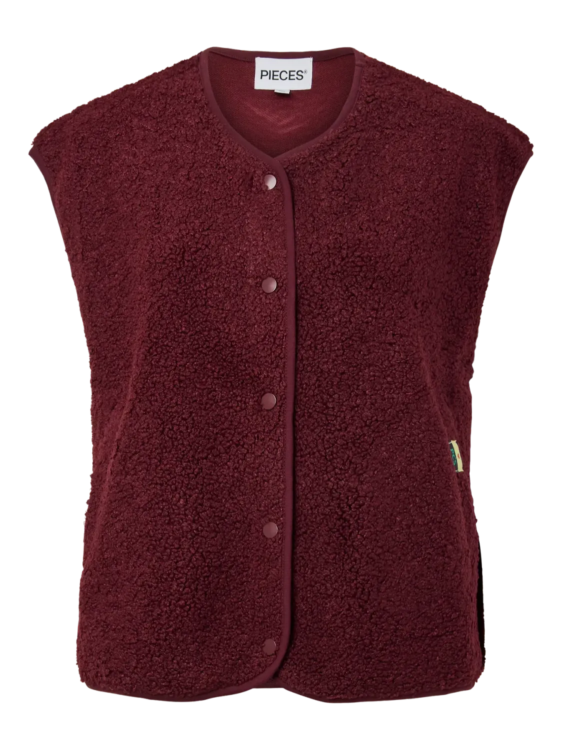 Mouwloze teddy vest - KATTY - bordeaux