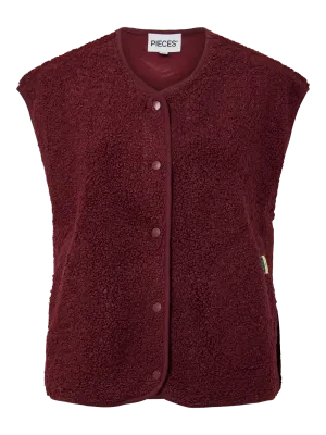 Mouwloze teddy vest - KATTY - bordeaux