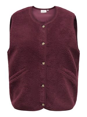Mouwloze teddy vest - BABY - bordeaux