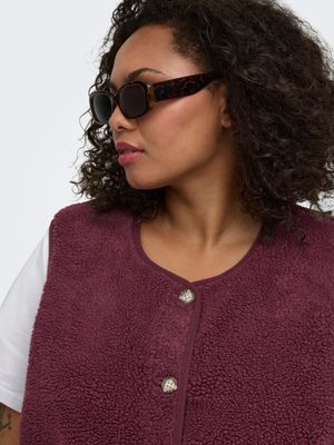 Mouwloze teddy vest - BABY - bordeaux