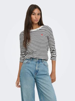 T-shirt lange mouw - PISA - wit/zwart