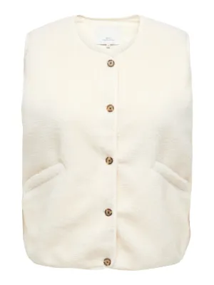Mouwloze teddy vest - BABY - ecru