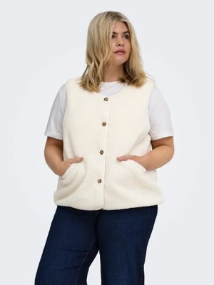 Mouwloze teddy vest - BABY - ecru
