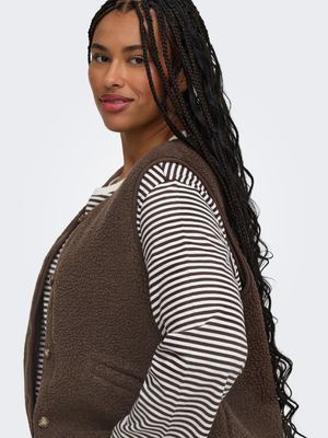 Mouwloze teddy vest - BABY - bruin