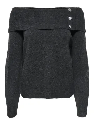 Trui off shoulder - ALIANA - donkergrijs Trui off shoulder - ALIANA - donkergrijs
