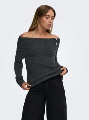 Trui off shoulder - ALIANA - donkergrijs