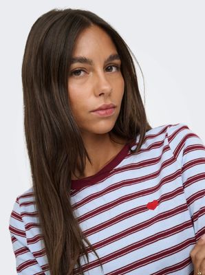 T-shirt lange mouw - PISA - blauw/bordeaux