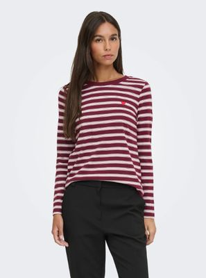T-shirt lange mouw - PISA - bordeaux/ roze