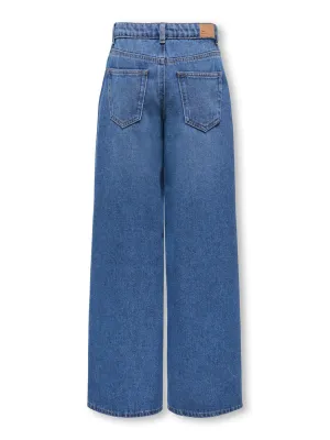 KIDS wijde jeans assymetrische knoop - HOPE - medium blue denim