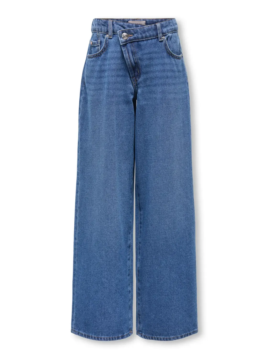 KIDS wijde jeans assymetrische knoop - HOPE - medium blue denim