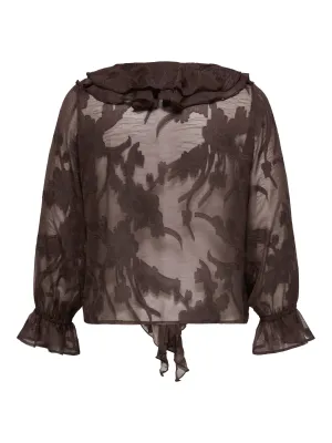 + Blouse met ruffeltjes - ELENI - bruin