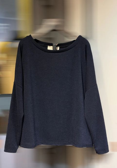 Basic top met vleermuismouw - ROMY - navy Basic top met vleermuismouw - ROMY - navy