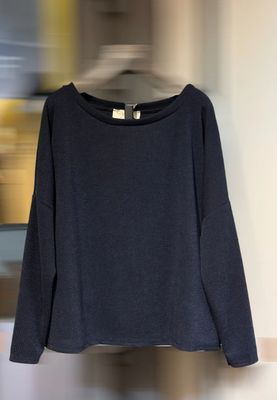 Basic top met vleermuismouw - ROMY - navy