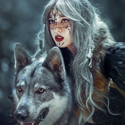 Elven Wolf of Protection and Attack  - by Ekaterina Fedosova - 2024