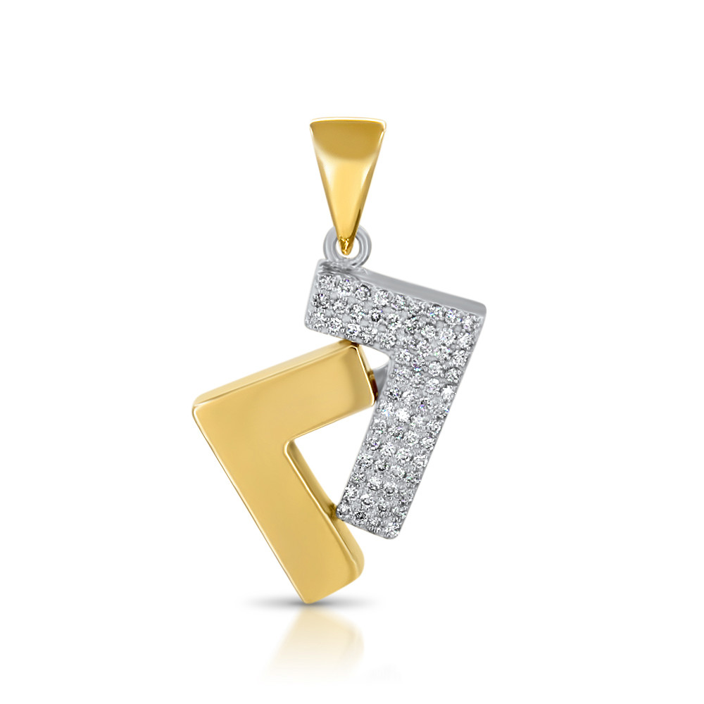 14k gold and diamond 0.5ct se7en pendant